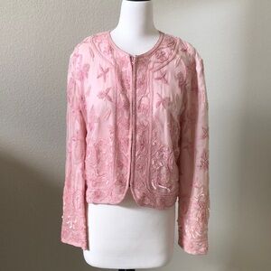 Pink Beaded Embroidered Women's Jacket